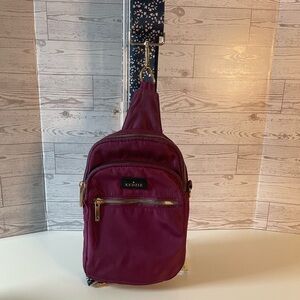 Kenzie Maroon Belt Bag with Floral Strap